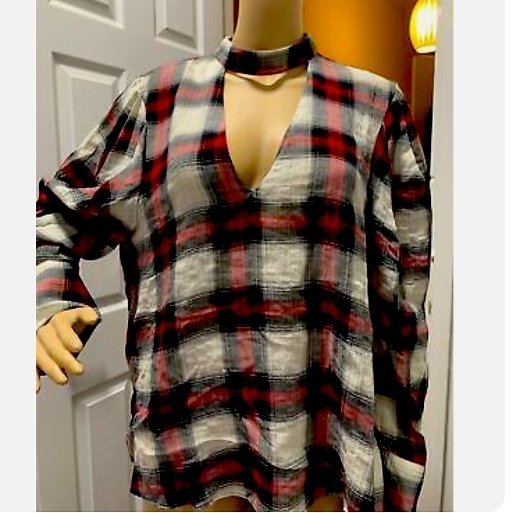 ZARA Woman Plaid Blouse Size Large Swifty Lumberjack 90s Bohemian Cabincore